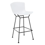 Knoll - Bertoia Plastic Bar Stool, sitthöjd 74,6 cm, Svart underrede, Vit sits - Barstolar - Harry Bertoia - Vit - Metall/Plast