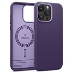 Caseology Nano Pop Mag pour iPhone 15 Pro Max Coque [Magnétique] [Military Grade Drop Protection] avec des Motifs de Prise Latérale Coque iPhone 15 Pro Max - Grape Purple