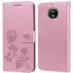 PKQTOP Phone Case for Motorola Moto G5S with Kickstand,Card Slots,Silicone Bumper,Shockproof,Flip Wallet Leather Protective Cover for Moto G5S(5.2'') Pink