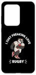 Coque pour Galaxy S20 Ultra Adorable panda Kawaii I Just Freaking Love Rugby Lover