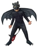 Rubies- Toothless Night Fury How to Train Your Dragon Comment Dresser 2 Déguisement pour Enfant, Simple, 610103_S, Noir, 3-4 Ans