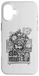 Coque pour iPhone 16 Plus Horloge de course à pied en hickory style steampunk, souris