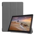 Lenovo Tab E10 tri-fold nahkainen flip suojakotelo - Harmaa Hopea/Harmaa