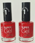 2x RIMMEL 60 SECONDS Nail Polish Varnish 12ml Super Shine Gel 041 Darling Dahlia