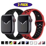 INZAKI Compatible with Apple Watch Strap 42mm 44mm, Soft Breathable Silicone Sport Replacement Band for Wristband for iWatch Series 5/4/3/2/1,Nike+,Sport,Waterproof,M/L,BlackBlack/RedBlack