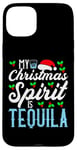 Coque pour iPhone 15 Plus My Christmas Spirit Is Tequila. Boire de Noël drôle