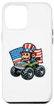 Coque pour iPhone 15 Plus Patriotic Monkey 4 juillet Monster Truck American