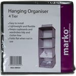 WARDROBE ORGANISER HANGING 4 TIER STORAGE SHELF CLOSET CLOTHES SHOE HOLDER TIDY