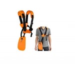 Harnais débroussailleuse - Tondeuse à Harnais Double épaule avec Ceinture de Nylon Durable Adjuestable Couleur orange- Trimec