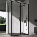 Sogood® Cabine de Douche Rectangulaire 80x90 cm Noir avec Receveur de Douche Porte Pivotante Verre Transparent de 8mm Ravenna66K