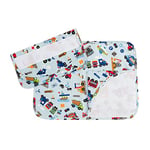 Filet - Set Petit Déjeuner Maternelle en Coton avec Inserts en Toile Aida à Broder, Composé de Napperon Américain, Serviette et Enveloppe Porte Serviette, Made in Italy, Fantaisie Voiture Fond Bleu