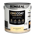 Ronseal Paint One Coat Buttercream Matt Quick Dry Stain Mould Resistant 2.5L