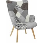 Giada - Fauteuil Patchwork Motifs Grisés