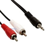 2 metre 3.5mm Stereo Jack to RED & WHITE RCA Phono Cable Audio Aux Music Lead 2m