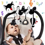 Funsland Jouets pour Poussettes, Jouet en Peluche Spirale D'activité Bébé avec Musique, Jouet Eveil Bebe, Jouets Berceau Landau pour Garçons et Filles, Jouet Bebe Naissance Cadeaux 3 6 12 Mois, Noir