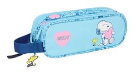 SNOOPY LOVE - Trousse double enfant, idéale pour les enfants d'âge scolaire, confortable et polyvalente, qualité et résistance, 21 x 6 x 8 cm, bleu clair, M, Décontracté