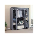 Lunsy - 69'Armoire à vêtements portable Rangement de penderie en tissu non tissé Facile et rapide à assembler Très solide et durable Gris