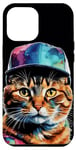 Coque pour iPhone 14 Plus Chat Casquette Snapback Colorée Drôle Animaux Motif Imprimé