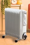 DAEWOO Portable Oil Filled Radiator with Thermostat 3000w Heater White 13 Fin