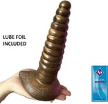 Anal Dildo Butt Plug 9 Inch GIRTHY Ribbed Flexible Unisex Prostate Sex Toy