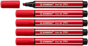 Feutre dessin STABILO Pen 68 MAX ARTY - Lot x 5 Feutres Coloriage Pointe Large - rouge