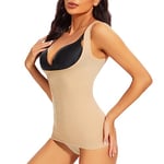 Joyshaper Débardeur Sculptant Femme Ventre Plat Haut Gainant Ouvert Poitrine Push Up Body Shaper Amincissant Tank Top, Beige, M