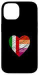 Coque pour iPhone 14 Drapeau LGBTQ Italie Lesbienne Pride Cœur Amour LGBTQIA