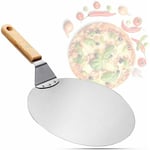Dolaso - Déstockage Pelle à pizza en acier inoxydable avec manche en bois, poussoir à pizza pour pierre à pizza, poussoir à pain, pelle à gâteau,