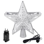 100-240V LED Hollow Star Snowflake Projector Light Rotation Lamp for Christmas Tree Top Decorationssilver EU