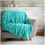 GC GAVENO CAVAILIA Popcorn Sofa Bed Blanket, Snuggle Waffle Throw, Fleece Blankets, Aqua, 200X240 Cm