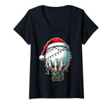 Womens Fistball Sport Christmas Hat Xmas V-Neck T-Shirt