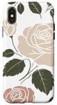 Coque pour iPhone X/XS Rose florale botanique, style minimaliste