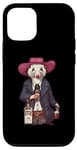 Coque pour iPhone 12/12 Pro Opossum américain dans un chapeau de cowboy buvant une bouteille de whisky