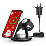 Wireless Charger, Magnetic 3 in 1 Wireless Charging Station with 1M USB-C Cable for iPhone 14/13/12 Pro/XS/Max/Mini, AirPods 3/2/pro, iWatch Ultra/8/7/6/SE/5/4/3/2 (18W QC 3.0 Adapter Included)
