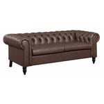 Canapé Chesterfield 3 places en simili cuir marron winston