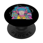 Cyberpunk Girl Retro Vibes années 90 Fête à thème de la mode des années 90 PopSockets PopGrip Interchangeable