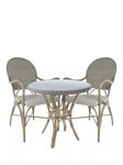 Laura Ashley Riviera 2-Seater Woven Garden Bistro Table & Chairs Set