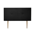 DUÉRMETE ONLINE Tête de lit Premium matelassée Modèle Milan, avec Pieds, tapissé en Similicuir de Haute Game, Bois, Noir, 90 x 60 cm (lit 80)