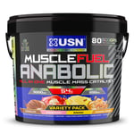 USN Muscle Fuel Anabolic Variety (Chocolate, Strawberry, Banana, Caramel Peanut) All-in-one Protein (4kg): Workout-Boosting, Protein Powder for Muscle Gain - New Formula