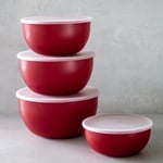 KitchenAid Set of 4 Empire Red Prep Bowls with Lids