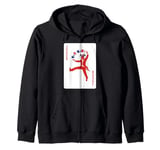 Joker Red Suits Playing Card Zip Hoodie