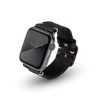 JT Berlin Alex Bracelet vintage en cuir souple pour Apple Watch 42 mm/44 mm/45 mm [Watch SE, Series 7/6/5/4/3/2/1, fermoir en aluminium] Noir/gris (taille M/L)