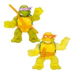 Heroes of Goo Jit Zu TMNT, Turtle Power Team Up 2-Pack, Squishy, Stretchy Toy Figures, Donatello and Michelangelo