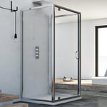 CABINE DE DOUCHE 90X80X90 VERRE 3 PAROIS TRANSPARENT OUVERTURE À PIVOT 80