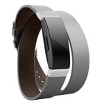 Fitbit Inspire / Inspire HR äkta läder klockband - Grå / Silver Spänne