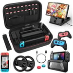 PACK 12 EN 1 ACCESSOIRE pour Nintendo Switch, kit cadeau avec étui de transport,étui de protection,Joycon Grip et plus