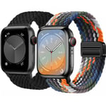 Flätat Solo Loop-kompatibelt armband för Apple Watch 38 mm 40 mm 41 mm, justerbara stretchiga band elastiska sportarmband för iWatch-serien black+colorful 38/40/41MM