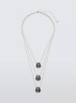 John Lewis Crackle Effect Beaded Triple Layered Necklace, Silver