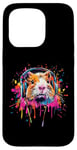 Coque pour iPhone 15 Pro Cochon d'Inde Lover Pop Art portant des écouteurs drôles de cochon d'Inde