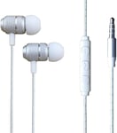 Moto E7 - Earphones In-Ear Headphones Earbuds with 3.5mm Jack [Remote & Microphone] Noise Isolating, High Definition For Motorola Moto E7 (SILVER)